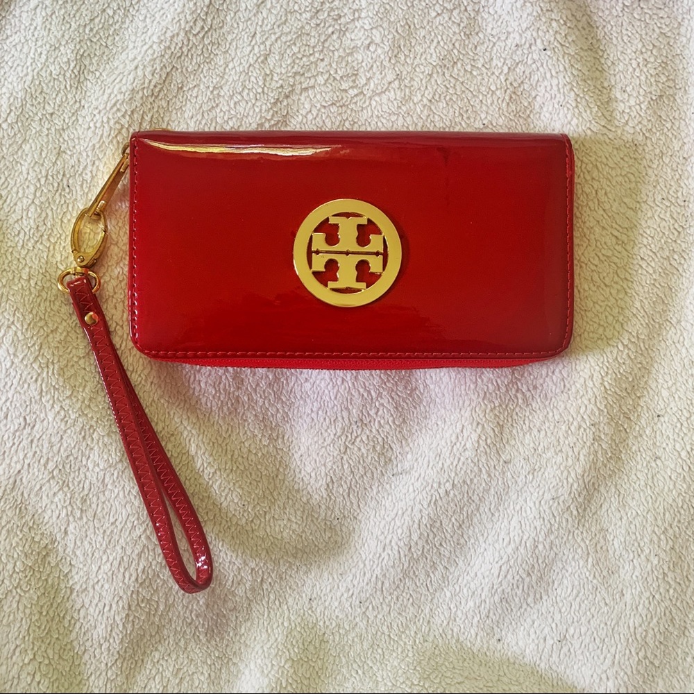 Tory Burch Red Patent Leather Wallet